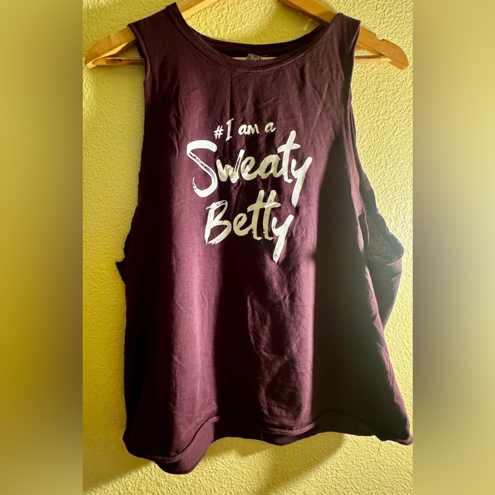 Sweaty Betty Purple Muscle Tee with White Script